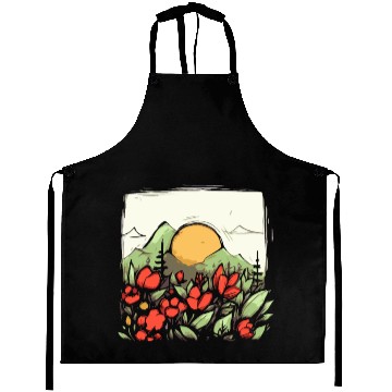 Discover Japan Yellow Sun: Nature and Flowers Aprons