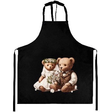 Discover Vintage wedding: teddy bear bride and groom Aprons