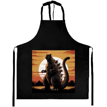 Discover Catzilla Cat Japanese Art Funny Cat Gifts Aprons