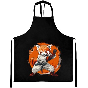 Discover Red panda karate fighting style Aprons