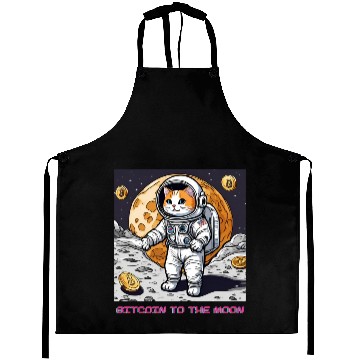 Discover Bitcoin to the moon cat Aprons