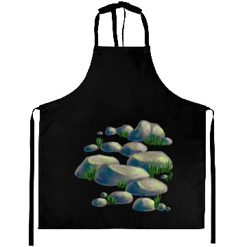 Discover Serene Stones: A Watercolor Landscape Aprons