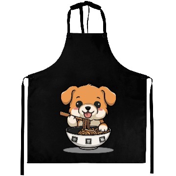 Discover Cute Dog Eating Ramen Noodles Aprons