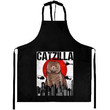 Discover Japanese Catzilla Scottish Fold Cat Aprons