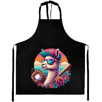 Discover Llama Baseball Llama Playing Baseball Llama lover Aprons
