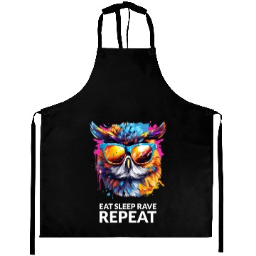 Discover Eat Sleep Rave Repeat Owl 1 Aprons