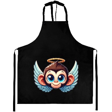 Discover Monkey chimpanzee cartoon angel wings Aprons