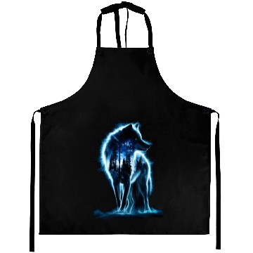 Discover Majestic Wolf Through The Mysterious Forest Aprons