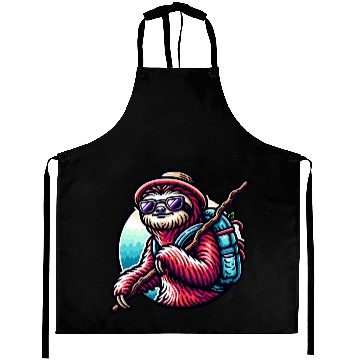 Discover Cool Sloth Hiking Adventure in Nature Aprons