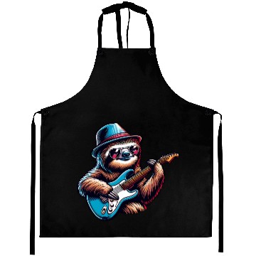 Discover Cool Sloth E-Guitar Player Design Aprons