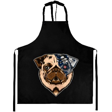 Discover Pug cyborg face dog Aprons