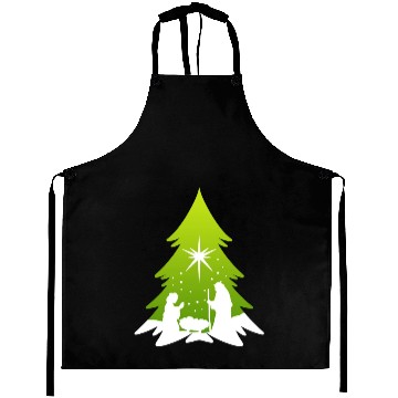 Discover Christmas Tree Nativity Scene Artist Aprons