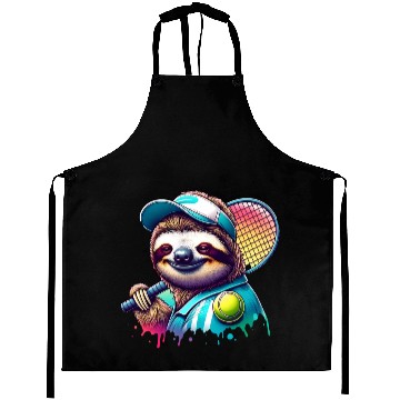 Discover Sloth Tennis Player Court Match Design Aprons