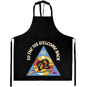 Discover 1970s Era Blue Retro Vintage Records Cassette Aprons
