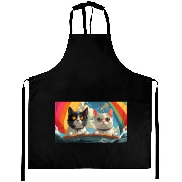 Discover PURRCRAFT - Pride Cat Couple Sailing the Rainbow Aprons