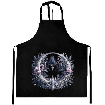 Discover Crescent moon in silver, with crystals and flowers Aprons