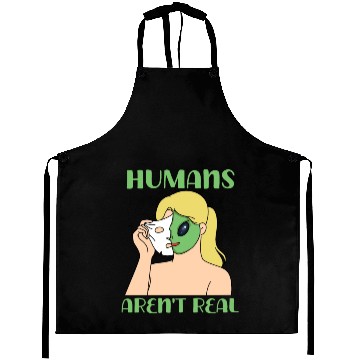 Discover "Humans Aren't Real", Funny Comic Space Alien Aprons