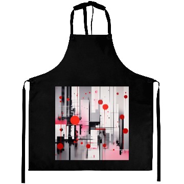 Discover Red Black Light Pink and Gray Dots and Lines Aprons