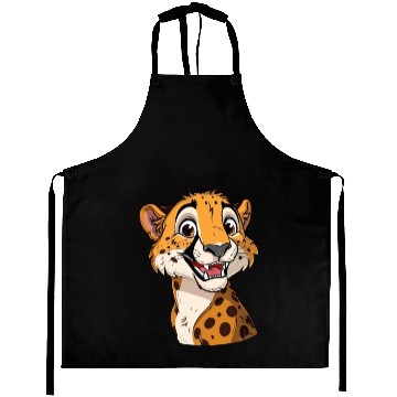 Discover Charming Smiling Cheetah Portrait Aprons