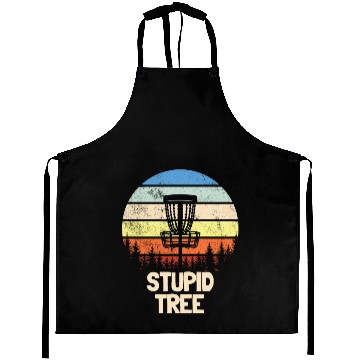 Discover Stupid Tree Disc Golf Retro Funny Disc Golf Player Aprons