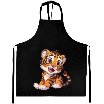 Discover Adorable Tiger Cub With A Charming Smile Aprons