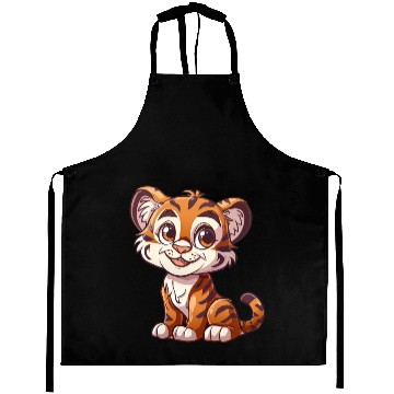Discover Adorable Tiger Cub with a Heartwarming Smile Aprons