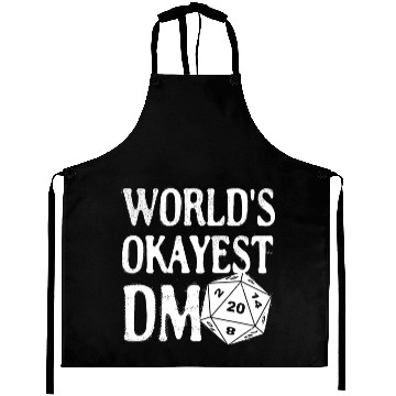Discover World's Okayest DM D20 Dice Dungeon Dragons Gaming Aprons