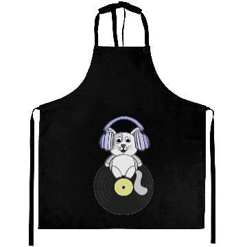 Discover Nostalgic kitten who loves vinyl records Aprons