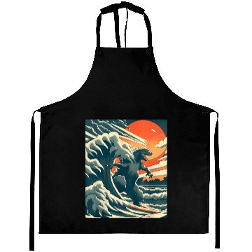 Discover Japanese Monster Kaiju Funny Art Aprons