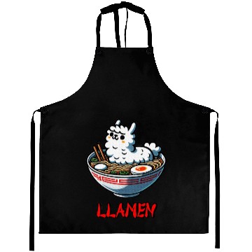 Discover Llamen Noodles Chinese Food Alpaca Llama Lover Aprons
