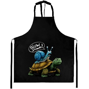 Discover Snail Riding a Turtle Funny Animal Friends Aprons