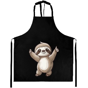 Discover Charming Smiling Sloth Embracing Life Aprons