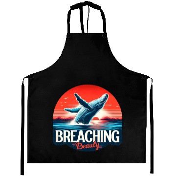 Discover Retro Whale Breaching Ocean Aprons