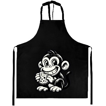 Discover Chimpanzee with Cookie Monochrome Design Aprons