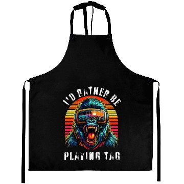 Discover I'd Rather Be Playing Tag Ape Monkey Tag Primate Aprons