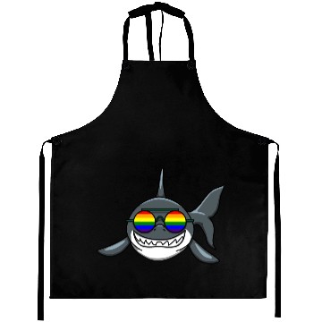 Discover SMILING LGBTQ SHARK WITH RAINBOW GLASSES Aprons