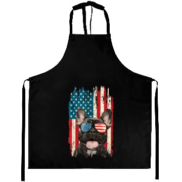Discover French Bulldog US Flag Retro 4th of July Dog Lover Aprons