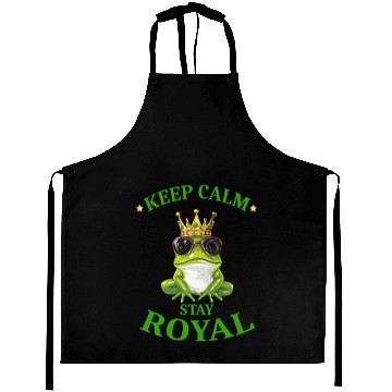 Discover Royal Frog With Crown And Sunglasses Aprons