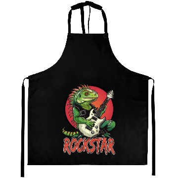 Discover Rockstar Reptile Musician with Electric Guitar Aprons