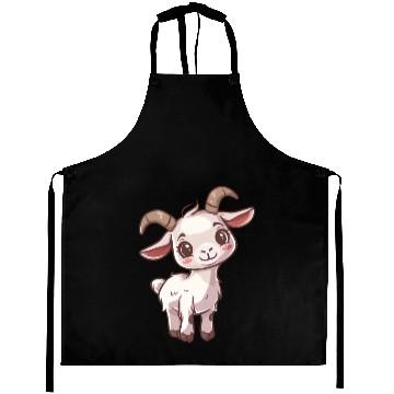 Discover Adorable Smiling Goat Cartoon Aprons