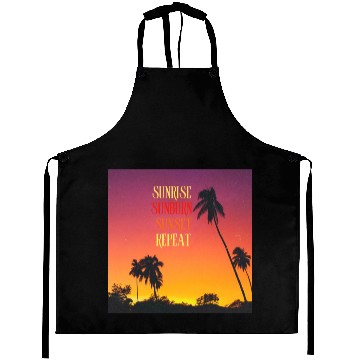Discover Sunrise Sunburn Sunset Repeat Beach Scene Aprons