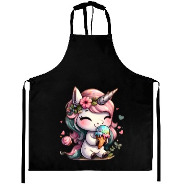 Discover Chibi Unicorn Eating Ice Cream Aprons