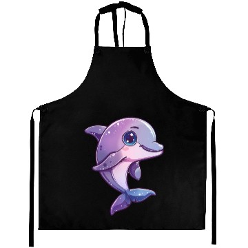 Discover Adorable Purple Dolphin Fantasy Creation Aprons