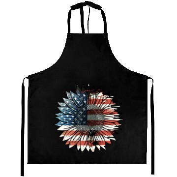 Discover USA Flag Sunflower Aprons