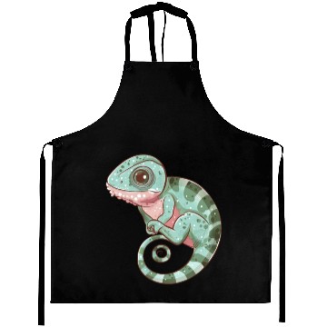 Discover Charming Chameleon Curled Tail Imagery Aprons