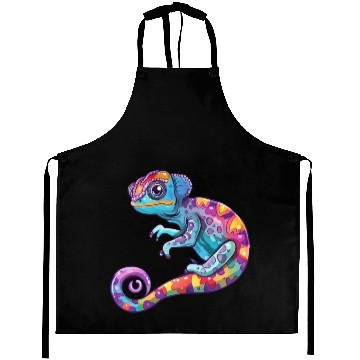 Discover Colorful Chameleon Fantasy Creature Aprons