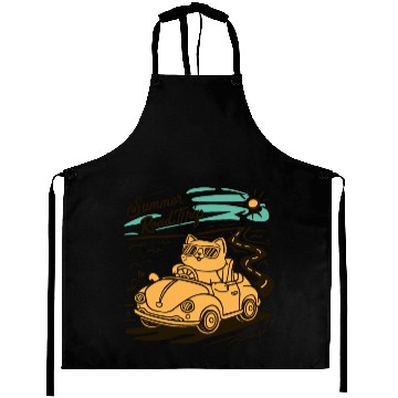 Discover Summer Road Trip Vacation Cat lover Gift Aprons