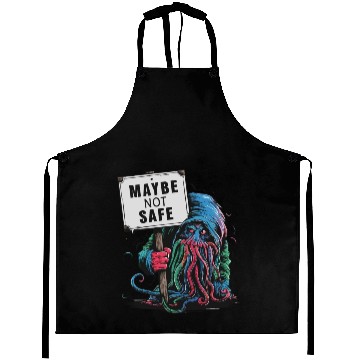 Discover Octopus Creepy Creature Holds Maybe Not Safe Sign Aprons