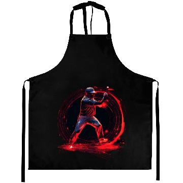Discover Baseball Pitcher in Red Neon, Pop Art Aprons