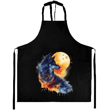 Discover Watercolor style Cosmic Wolves clipart bundle , Aprons